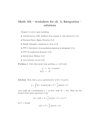 A worksheet on integrating sums of powers (positive and negative) of x. Math 165 Worksheet For Ch 5 Integration Solutions
