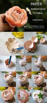 Cardstock Ranunculus Flower Step By Step Tutorial And Template Paper Flower Template Paper Flower Bouquet Paper Flower Tutorial