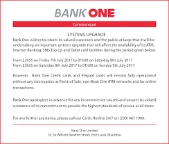 Covering letter to bank for change in signatory. Systems Upgrade Bank One