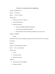 Dengan berdoa sebelum pembukaan majelis, kita berharap kepada allah swt untuk senantiasa merahmati, meridhoi acara kita. Susunan Acara Buka Puasa Bersama