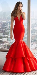 Jovani V Neck Taffeta Mermaid Prom Dress Red Prom Dress Mermaid Prom Dresses Red Wedding Dresses