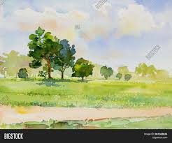 Watercolor Landscape Image Photo Free Trial Bigstock