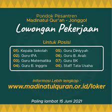 Info loker marbot 2021 | she graduated form berlin high. Lowongan Kerja Madinatul Qur An 15 Juni 2021 Madinatul Qur An Jonggol
