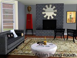 A bed in the center of the room with bedside tables, arranged at the same distance from the sides of the walls is the typical layout of the bedroom. Spacesims Asian Living Room