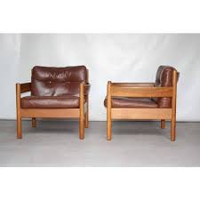 Lodge Or Cottage Style Mid Century Scandinavian Leather Lounge Chairs 1960s 3 Armchair Vintage Leather Lounge Chair Armchair