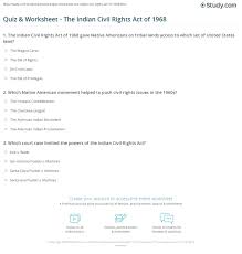 53rd birthday party decoration poster, personalized gift idea, newspaper with fun facts 1968, what happened the year you were born diy print. Quiz Worksheet The Indian Civil Rights Act Of 1968 Study Com