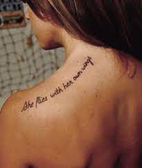 She Flies With Her Own Wings Smalltattoos Motivationaltattoos Quotetat Inspiring Quote Tattoos Quote Tattoos Placement Tattoos For Women Small Meaningful