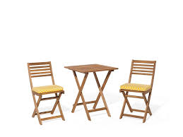 The outdoor polyester fabric is uv treated to resist fading and is easy to spot clean with soap and water. Garden Bistro Set With Yellow Cushions Trevor