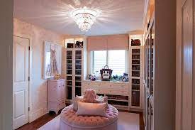 We did not find results for: Pink Walk In Closet With Round Pink Velvet Tufted Ottoman Transitional Closet Remodel Bedroom Closet Decor Pink Closet
