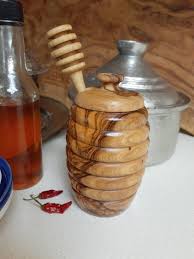 Decor Or Dry Storage Only Olive Wood Honey Jar With Dipper Etsy Honey Jar Wooden Cooking Utensils Honey Pot