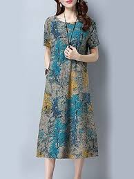 Round Neck Patch Pocket Print Maxi Dress Buy Maxi Dress Cheap Maxi Dresses Maxi Dress With Sleeves