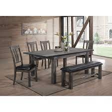 See more ideas about dining set, dining, chair bench. Elements International Nathan Dining Table And Chair Set With Bench Lindy S Furniture Company Table Chair Set With Bench