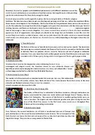 A Fun Reading Comprehension Worksheet On The Different Types Of Carnivals Held All Around The Globe Educacion Ingles