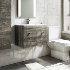 Gray eaddy 55 single bathroom vanity set. 600mm Grey Wood Wall Hung Vanity Unit With Basin Ashford Better Bathrooms