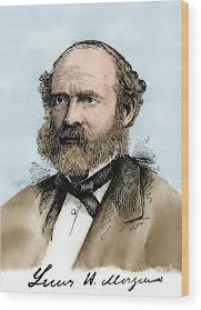 American Ethnologist Lewis Henry Morgan (1818-1881), With His Autograph  Hand-colored Woodcut Of A 19th-century Illustration Wood Print