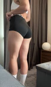 Sissy In Nike Professional Cutoffs Striptease (ample bum)