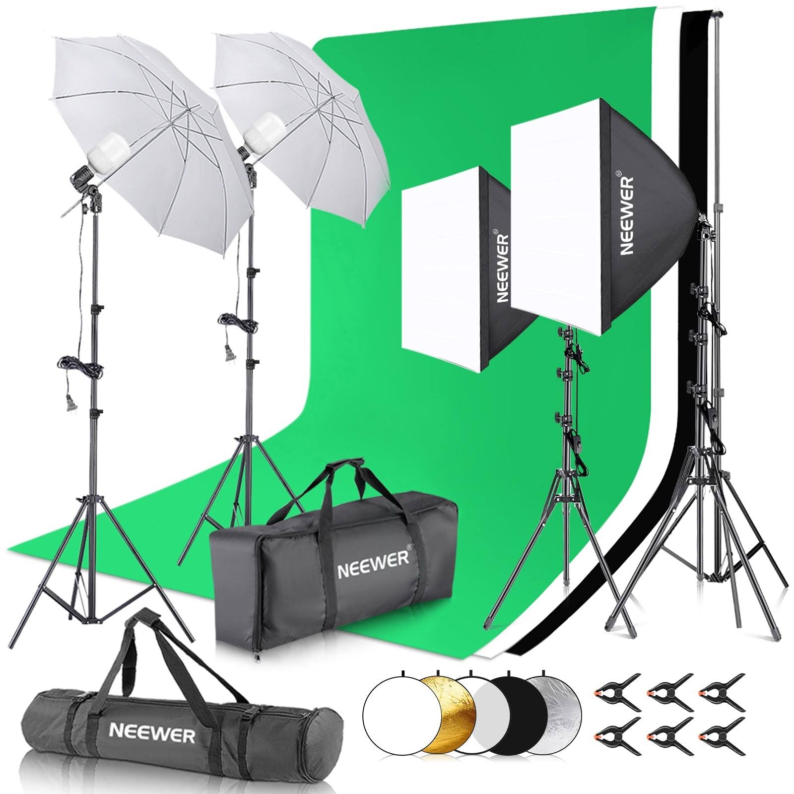 NEEWER 2.6x3M/8.5x10ft Photography Lighting Kit with Backdrops