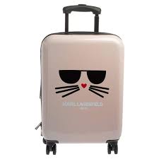 Karl Lagerfeld Light Pink Plastic Kat Expandable 4 Wheel Luggage Karl Lagerfeld Tlc
