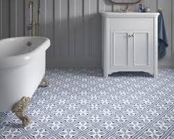 The easiest and most popular idea for adding blue to the bathroom is decorating floors, ceilings and walls, and it can be done in many other ways, too. Blue Victorian Style Patterned Floor Tile Albert Range Tiles360