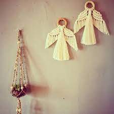 Modern Macrame Scandi Boho Style Tassel Angel Wall Hanging Christmas Tree Decoration Angel Boho Chr Macrame Patterns Macrame Design Hanging Christmas Tree