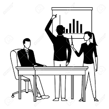 Business People Businessman Back View Pointing A Data Chart