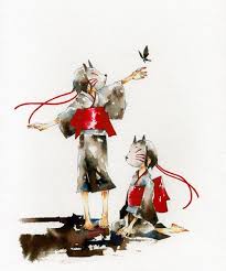 狐面 狐面 二次元 少年 狐狸面具 和服 獅子尾小行星不停转 イラスト 狐 狐面 イラスト