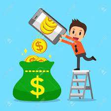 Cartoon A Businessman Using Smartphone To Earn Money Royalty Free Cliparts,  Vectors, And Stock Illustration. Image 75442494.