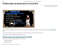 Prediksi Angka Jitu Sydney Senin 07 Januari 2019 Sydney Jitu