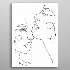 Two Girls Faces Line Art Poster Print By Valeria Tsolova Displate In 2021 Face Line Drawing Line Art Line Art Drawings