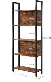 Style industriel découvrez une sélection d étagères au style industriel rétro vintage. Vasagle Bibliotheque Entree Salon 5 Niveaux Etagere De Cuisine Marron Rustique Et Noir Lls025b01 Pour Bureau Style Industriel Cadre En Acier Stable Etagere De Rangement Cuisine Maison Bibliotheques