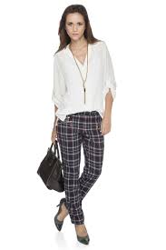 Calça Xadrez Feminina Preta E Branca Gregory Calca Cigarrete Xadrez Gregory Roupas Moda Roupas