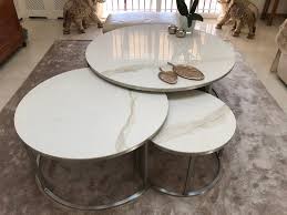 Set Of 2 Round Coffee Tables Side Table Round Marble Coffee Etsy In 2020 Marble Round Coffee Table Marble Side Table Round Unusual Coffee Tables