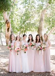Blushing Besties Bridesmaids In Light Pink Dresses With Matching Peonies And Rose Bouquets Bridal Style Malibu Wedding Wedding Bridesmaid Dresses Wedding