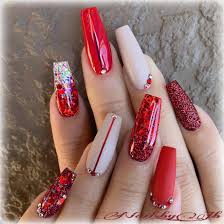 Top nails design my second favorite. Acrylic Red Nails Art Addicfashion
