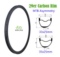 29 MTB llanta de carbono asimetría 25mm de profundidad sin cámara 33mm 35mm de ancho 24H 28H 32H UD 3k 12K sarga mate brillante sin gancho para ruedas ...