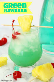 Green Hawaiian Cocktail Recipe Hawaiian Cocktails Hawaiian Drinks Drinks Alcohol Recipes