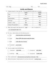 Acids and bases worksheet 1 1. Worksheet Acids And Bases Teacher Teacher Notes Name Key Class Date Acids And Bases 1 Compare Properties Of Acids And Bases Circle Any Properties Course Hero