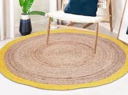 Modern & günstig & qualität teppiche rund feltback tropfen grün schlafzimmer. Teppich Rund Indore Jute D 150 Cm Naturfarben Gelb