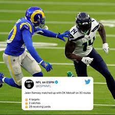Great Stat Line Love Dk Metcalf Stud But Jalen Ramsey Put The Clamps On Today Jalen Ramsey Ramsey American Football