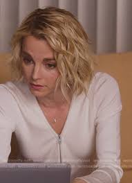 WornOnTV: Lizzie's white zip down sweater