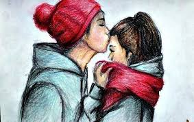 Cute Couple Sketch Love