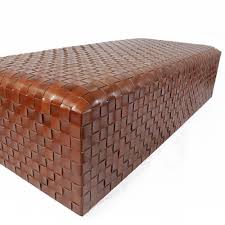 Dentro Havana Woven Leather Ottoman Leather Ottoman Ottoman Woven