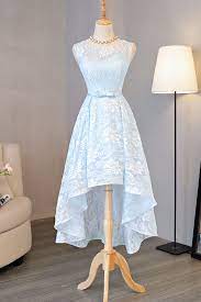 Light Blue Lace Prom Dress Homecoming Party Dress High Low Dress For Teens Light Blue Prom Dress Lace Evening Dresses Blue Homecoming Dresses