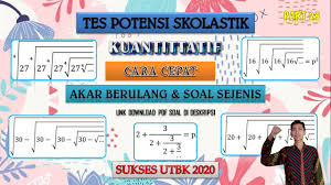 Soal dan pembahasan tps kuantitatif 2019. Tps 25 Akar Berulang Soal Sejenis Kuantitatif Utbk 2020 Youtube