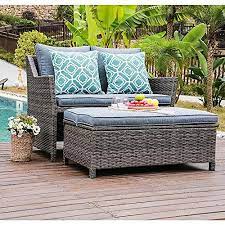 Oc Orange Casual 2 Piece Outdoor Patio Furniture Wicker Love Seat And Coffee Table Set With Gr Wicker Patio Furniture Wicker Coffee Table Wicker Dining Tables