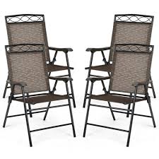 It folds up tight and compacts for a smooth garage because of its sturdy metallic. Costway Set Of 4 Patio Folding Chairs Sling Portable Dining Chair Set W Armrest Target