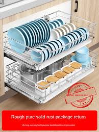 .rak piring bahan stainless steel untuk pemasangan dalam lemari kabinet pada kitchen set ukuran untuk lemari kabinet 600 mm 700 mm 800 mm 900 mm dan 1000 mm dengan lebar 260 mm rak piring stainless ini biasa dipasang menggantung didalam almari cabinet seperti tampak pada gambar rak. Stainless Steel Double Layer Buffer Drawer Type Pull Basket Dish Rack Seasoning Basket Dish Basket Utility Model Plumbing Hoses Aliexpress