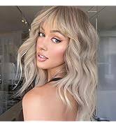 Amazon.com : testar Short Black White Wavy Bob Wigs for Women Curly Wigs  With Bangs Heat Resistant Fiber Synthetic Cosplay Cruella Deville Wig Daily  Party/Halloween Costume Use 14Inch : Beauty & Personal