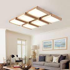 Wooden Rectangular Led Ceiling Light Living Room Wood Log Lamps Solid Restaurant Light Simpl Ceiling Lamps Living Room Living Room Restaurant Wood Ceiling Lamp