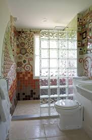 White subway tile walls with glass accent tiles. 77 Bathrooms With Glass Block Ideas Glass Blocks Glass Block Shower Bathroom Design